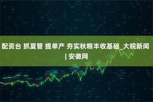 配资台 抓夏管 提单产 夯实秋粮丰收基础_大皖新闻 | 安徽网